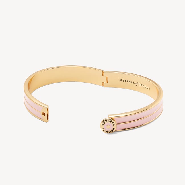 Ribbed Enamel Bangle English Rose Enamel & 18ct Gold Plated