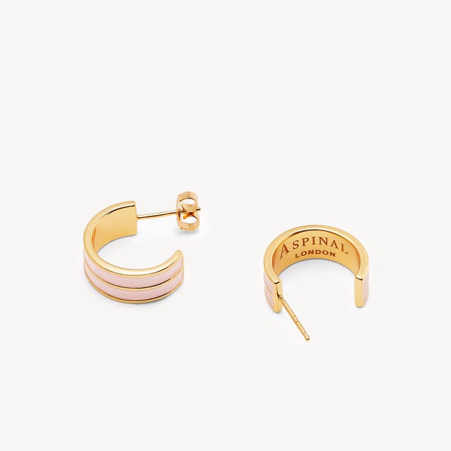 Ribbed Enamel Hoop Earring English Rose Enamel & 18ct Gold Plated