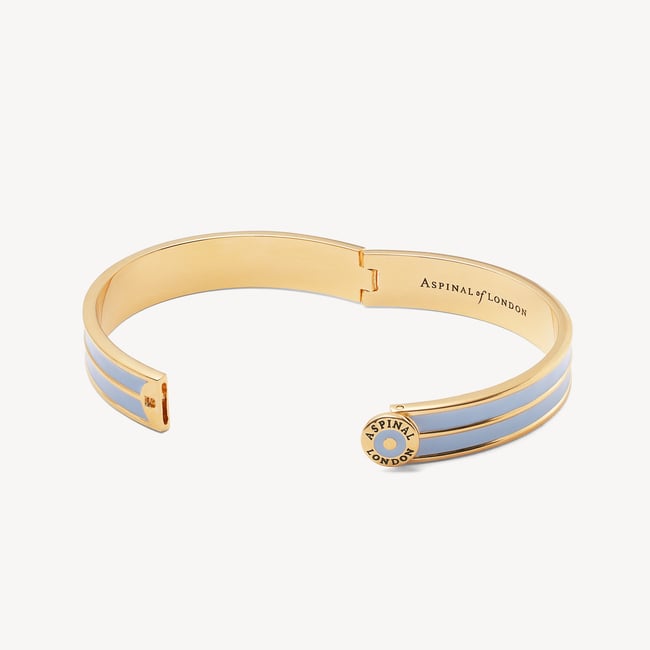 Ribbed Enamel Bangle Sky Blue Enamel & 18ct Gold Plated