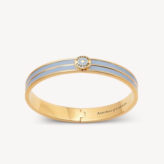 Ribbed Enamel Bangle Sky Blue Enamel & 18ct Gold Plated