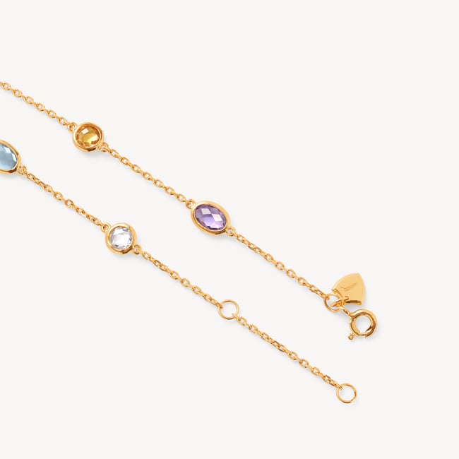 Multi Gemstone Bracelet White Topaz, Citrine, Pink Tourmaline, Purple Amethyst & Sky Blue Topaz
