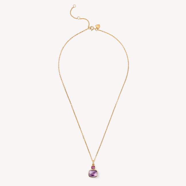 Duo Gemstone Pendant Necklace Purple Amethyst & Rhodolite Garnet