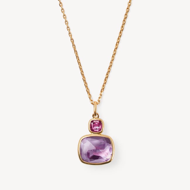 Duo Gemstone Pendant Necklace Purple Amethyst & Rhodolite Garnet