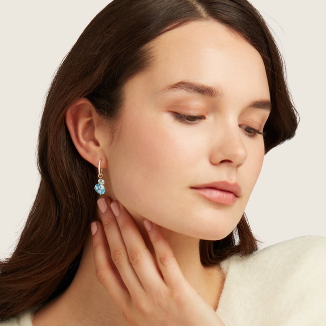 Diamond & Duo Gemstone Hoop Earrings 0.3ct Diamond