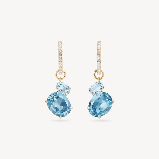 Diamond & Duo Gemstone Hoop Earrings 0.3ct Diamond