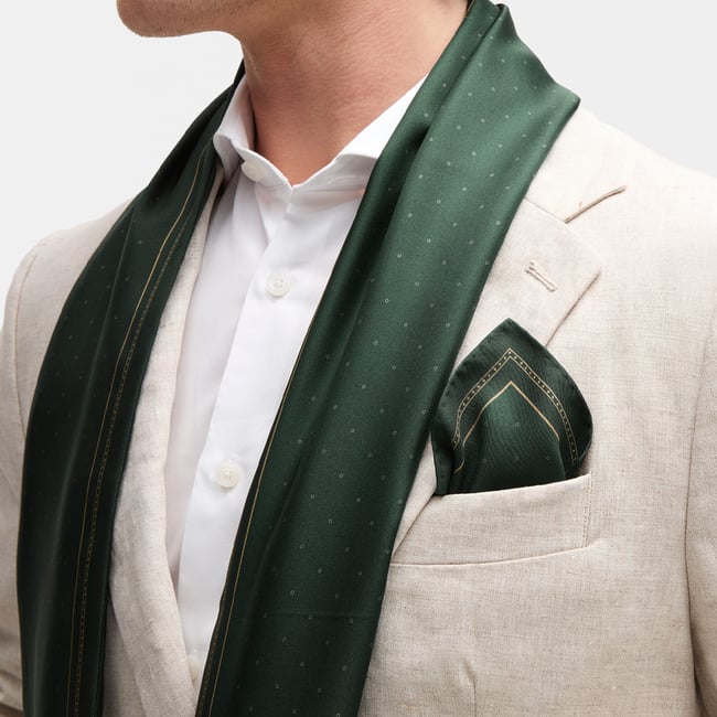 Pure Silk Tassel Scarf Evergreen Quadrant