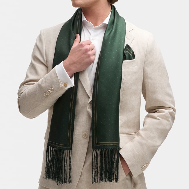 Pure Silk Tassel Scarf Evergreen Quadrant