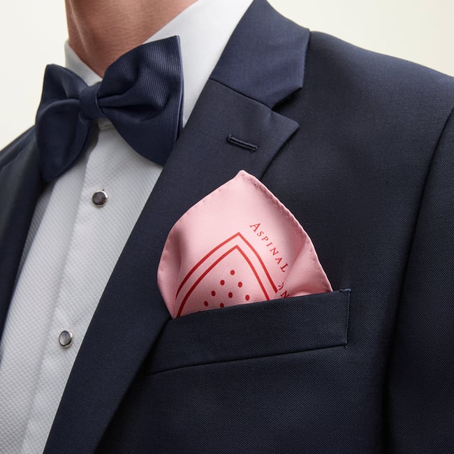 Pure Silk Pocket Square Pink & Red Polka Dot