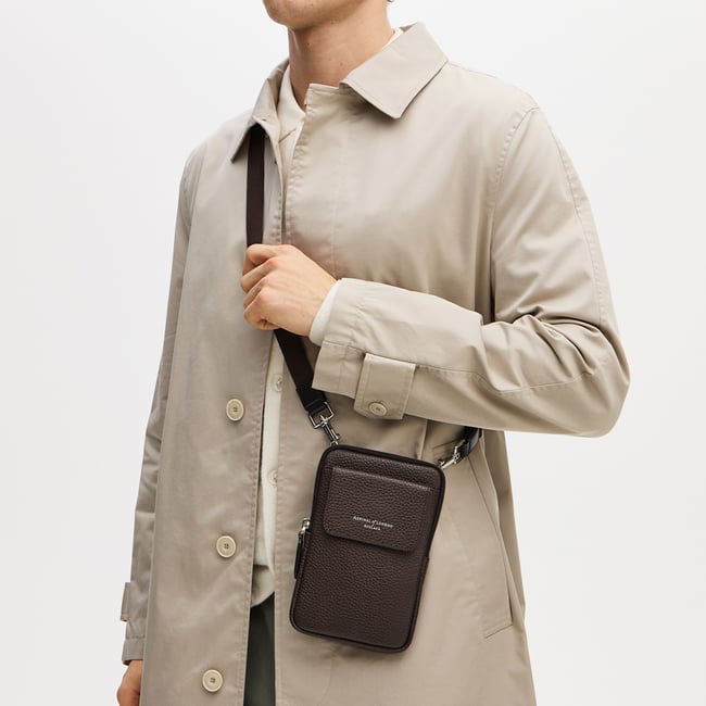 Reporter Crossbody Phone Bag Chocolate Pebble