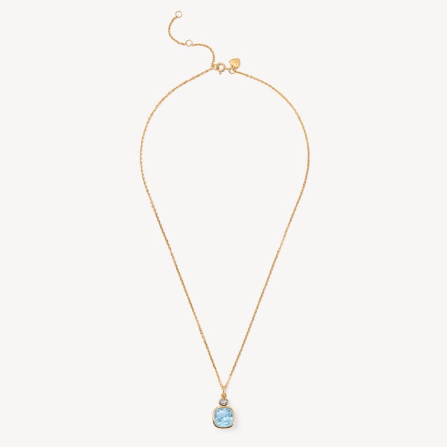 Duo Gemstone Pendant Necklace Sky Blue Topaz & White Topaz