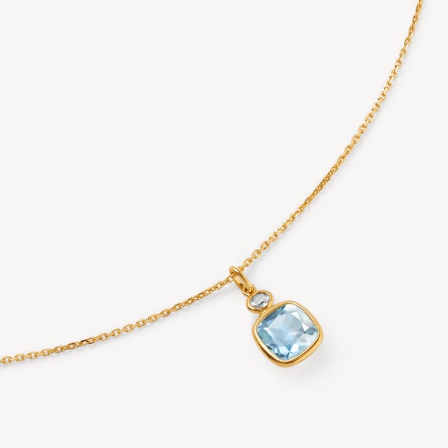 Duo Gemstone Pendant Necklace Sky Blue Topaz & White Topaz