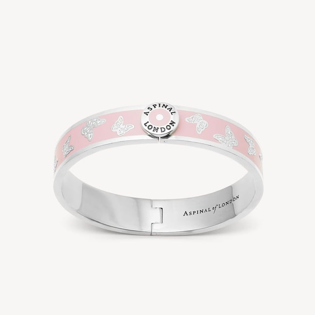 Butterfly Enamel Bangle English Rose Enamel & Palladium Silver Plated