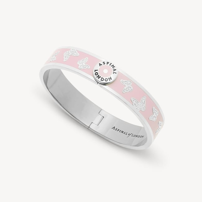 Butterfly Enamel Bangle English Rose Enamel & Palladium Silver Plated