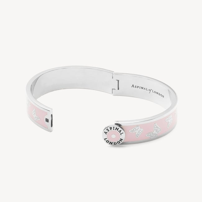 Butterfly Enamel Bangle English Rose Enamel & Palladium Silver Plated