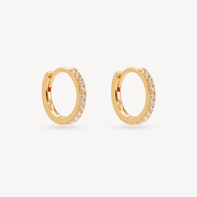 Duo Gemstone Charm Hoop Earrings Sky Blue Topaz & White Topaz