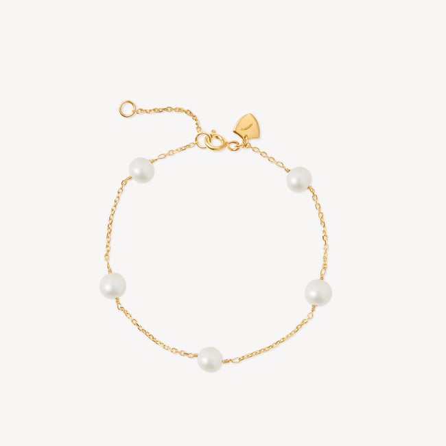 Pearl Station Bracelet Freshwater Pearls & 18ct Gold Vermeil