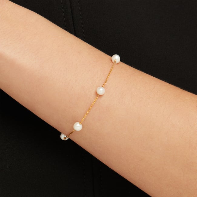Pearl Station Bracelet Freshwater Pearls & 18ct Gold Vermeil