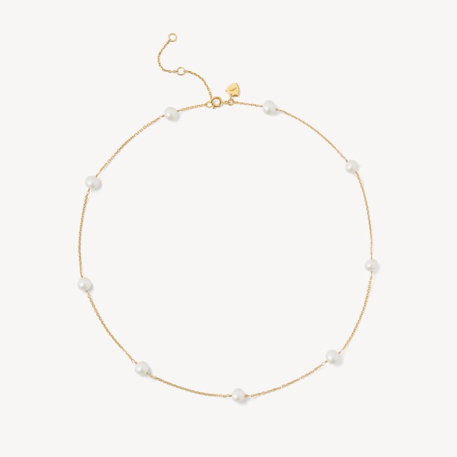 Pearl Station Short Necklace Freshwater Pearl