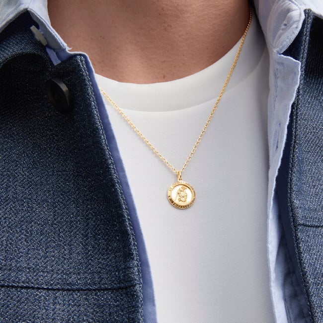 St Christopher Charm Necklace 18ct Gold Vermeil