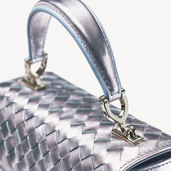 Midi Mayfair® Blue Metallic Woven Leather