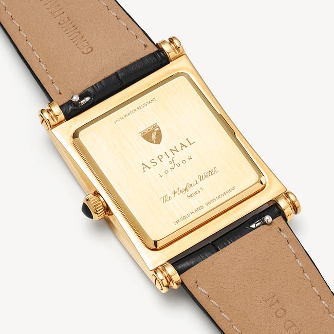 Mayfair® Classic Watch 23ct Gold Plated - Deep Shine Black Croc