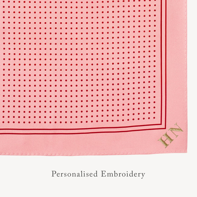 Pure Silk Pocket Square Pink & Red Polka Dot