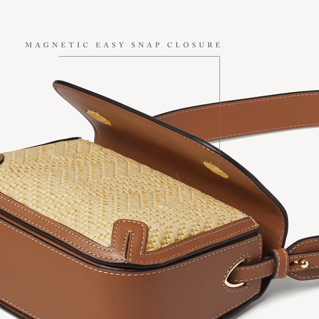 Ella Crossbody Natural Raffia & Smooth Tan