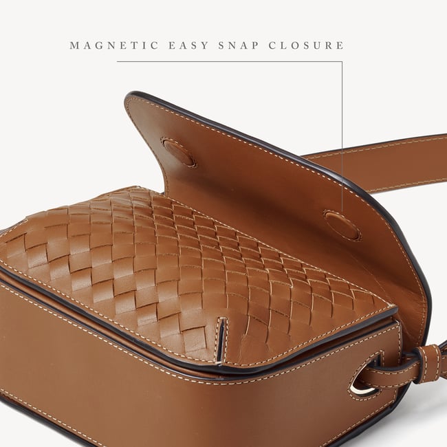 Ella Crossbody Tan Woven Leather