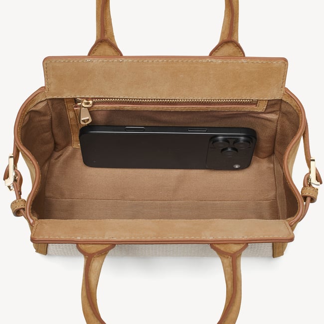 Savannah Mini Ivory Raffia & Cappuccino Suede