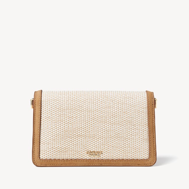 Eliza Clutch Ivory Raffia & Cappuccino Suede