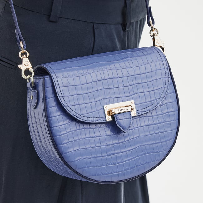 Portobello Crossbody Deep Shine Capri Blue Small Croc
