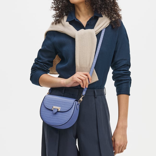 Portobello Crossbody Deep Shine Capri Blue Small Croc