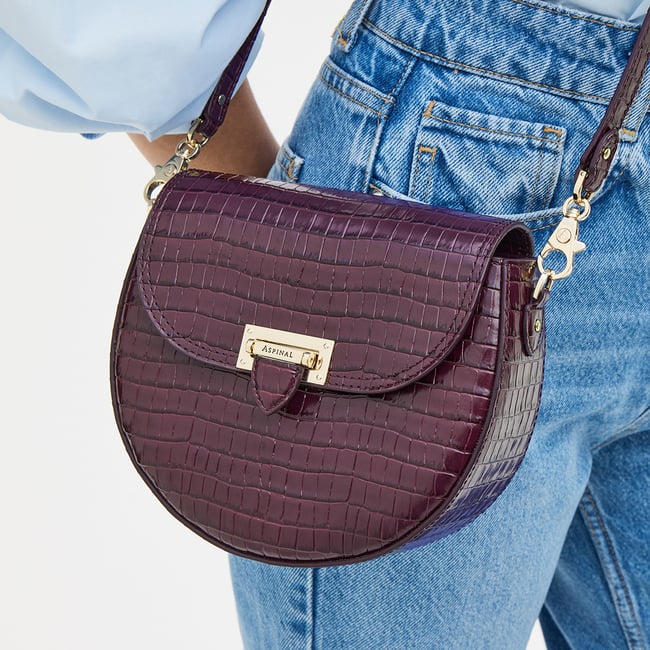 Portobello Crossbody Deep Shine Fig Small Croc
