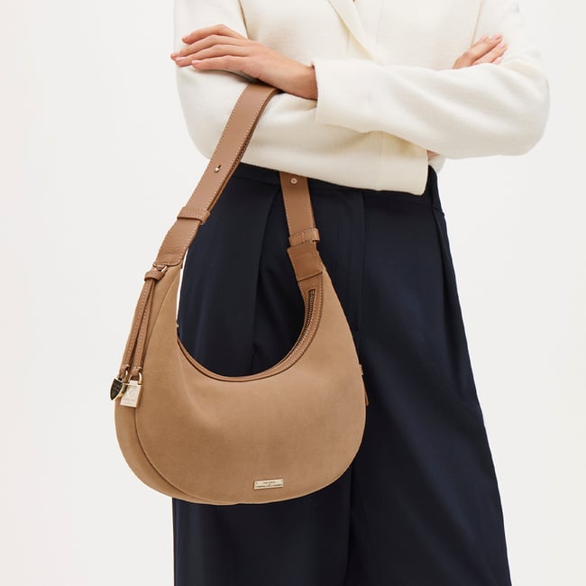 Soho Small Crescent Cappuccino Suede