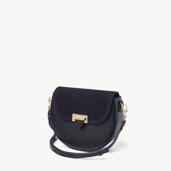 Portobello Crossbody Navy Suede & Smooth Navy