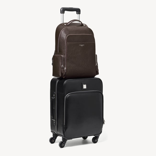 Zipped Leather Backpack Chocolate Pebble