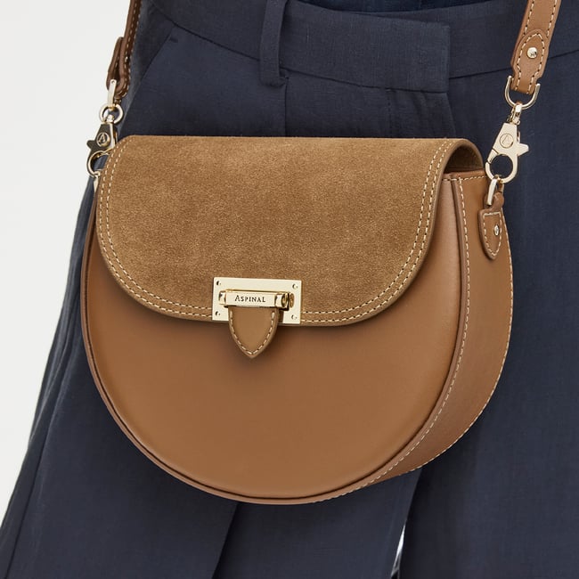 Portobello Crossbody Camel Suede & Smooth Camel