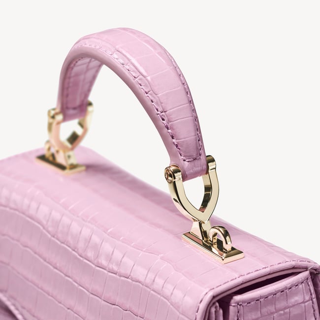 Mini Mayfair® with Silk Neck Scarf Deep Shine Powdered Lilac Small Croc