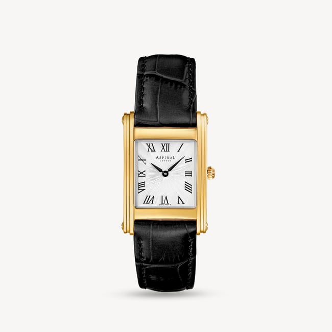 Mayfair® Classic Watch 23ct Gold Plated - Deep Shine Black Croc