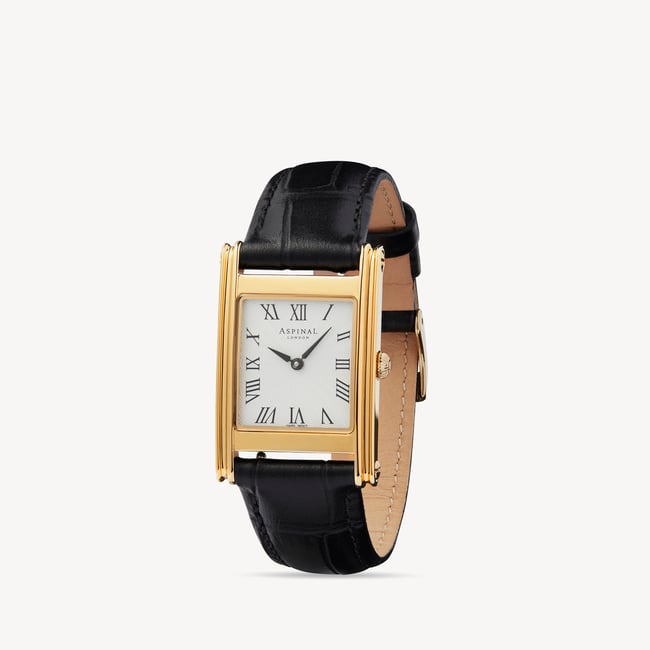 Mayfair® Classic Watch 23ct Gold Plated - Deep Shine Black Croc