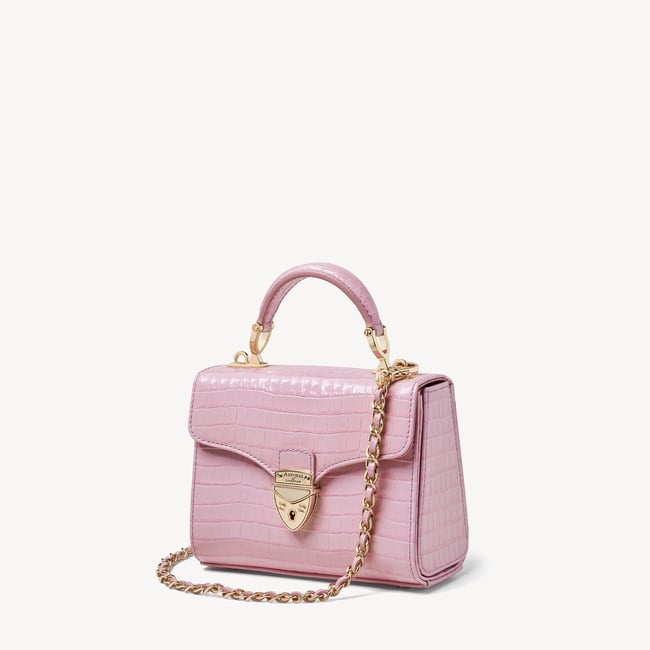 Mini Mayfair® with Silk Neck Scarf Deep Shine Powdered Lilac Small Croc