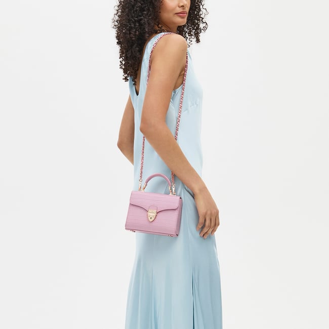 Mini Mayfair® with Silk Neck Scarf Deep Shine Powdered Lilac Small Croc