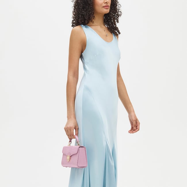 Mini Mayfair® with Silk Neck Scarf Deep Shine Powdered Lilac Small Croc