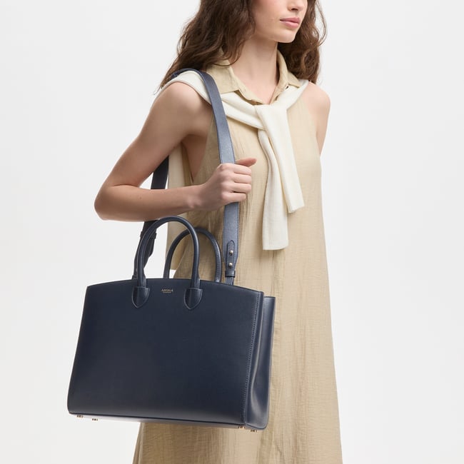 Madison Tote  Navy Saffiano