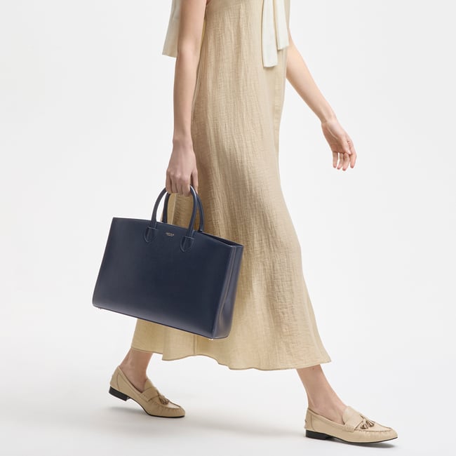 Madison Tote  Navy Saffiano