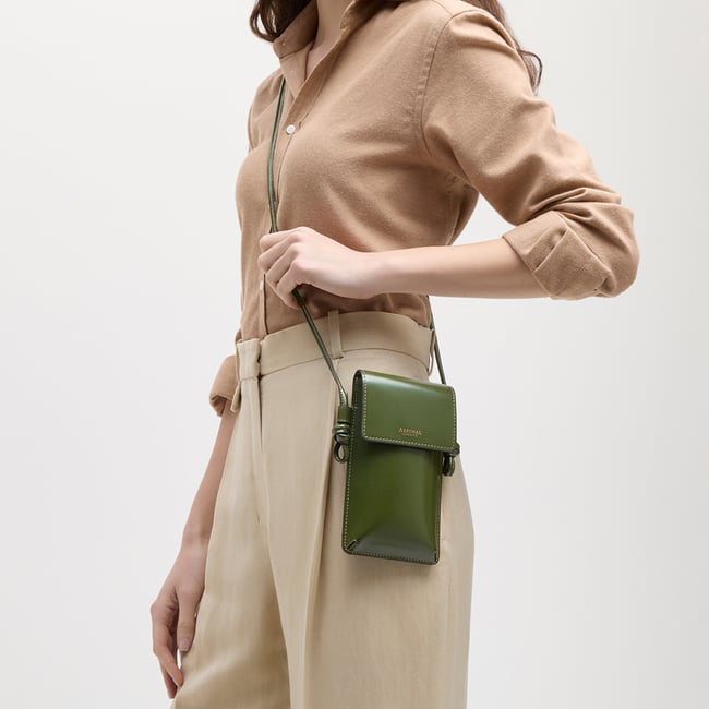 Ella Crossbody Phone Pouch Smooth Moss Green