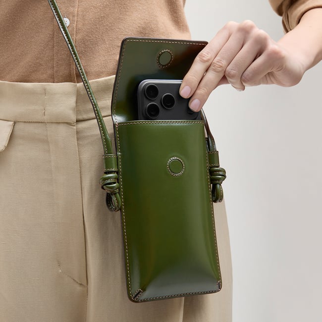 Ella Crossbody Phone Pouch Smooth Moss Green