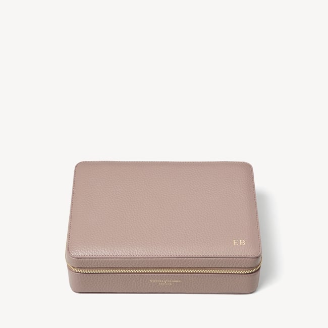 Large Travel Jewellery Case Soft Taupe Pebble