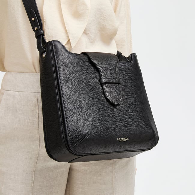 Ella Hobo Black Pebble with Silver Lining