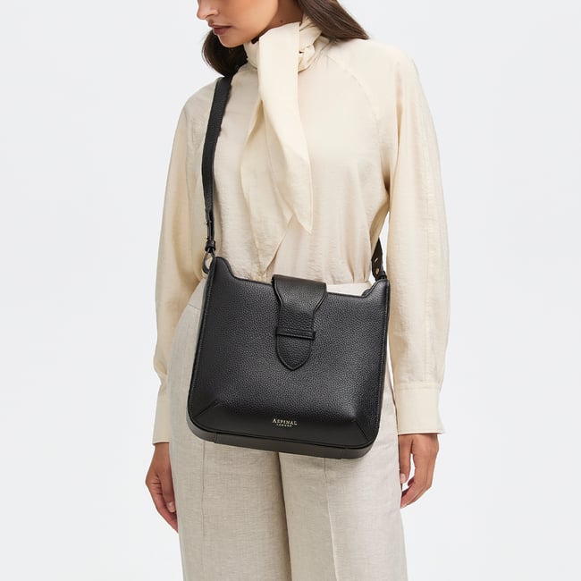 Ella Hobo Black Pebble with Silver Lining